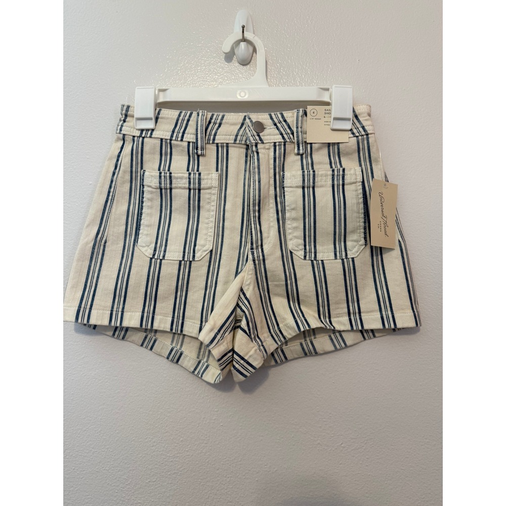 Universal Thread Womens High Rise Sailor Shorts Blue White Striped Size 4 NWT